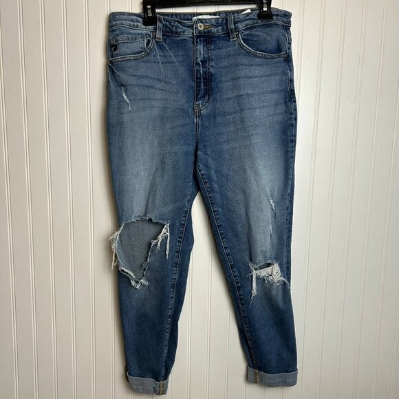 KanCan distressed cropped cuff hem jeans medium wash size 31 G35 - Picture 1 of 6